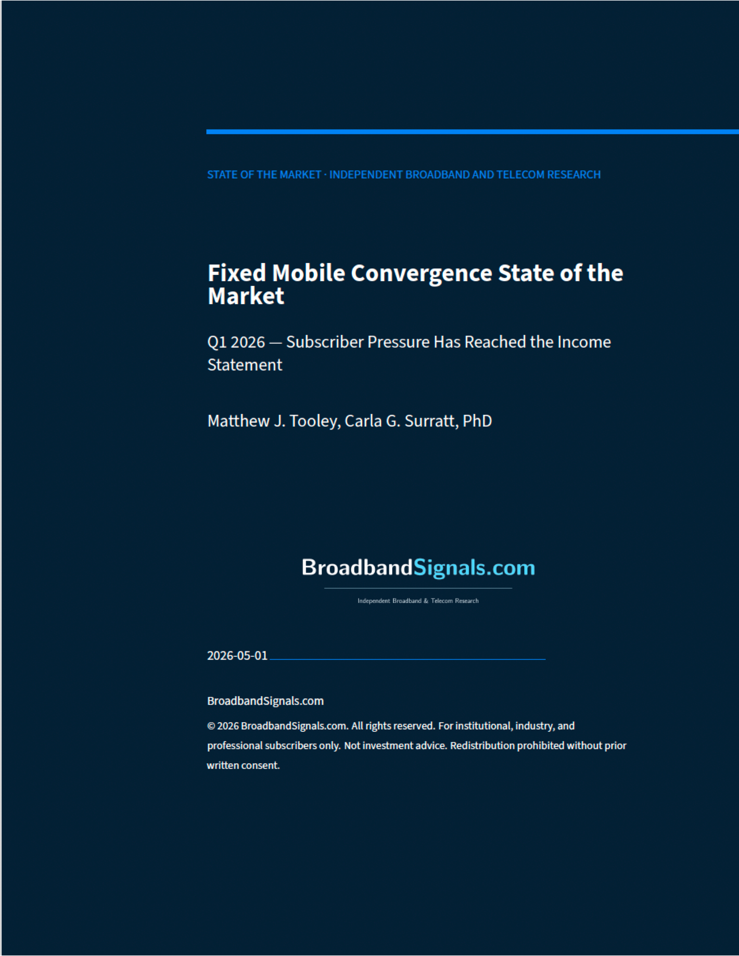 Fixed-Mobile Convergence State of the Market — Q1 2026 Report Cover